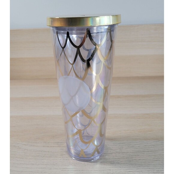 Starbucks Other - Starbucks Gold Scales Clear 24 oz Tumbler Venti Cold Holiday Cup No Straw